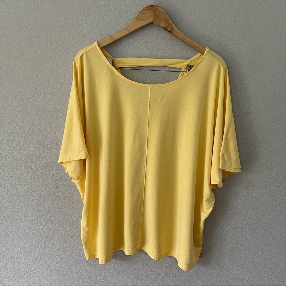 ICantoo Yellow Drop Shoulder Short Sleeve Top Size 2XL